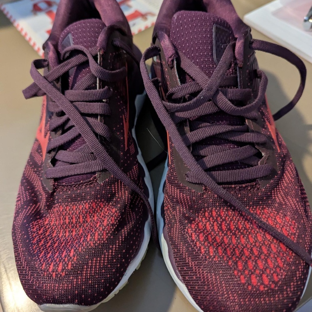 Purple and Red Athletic Shoes